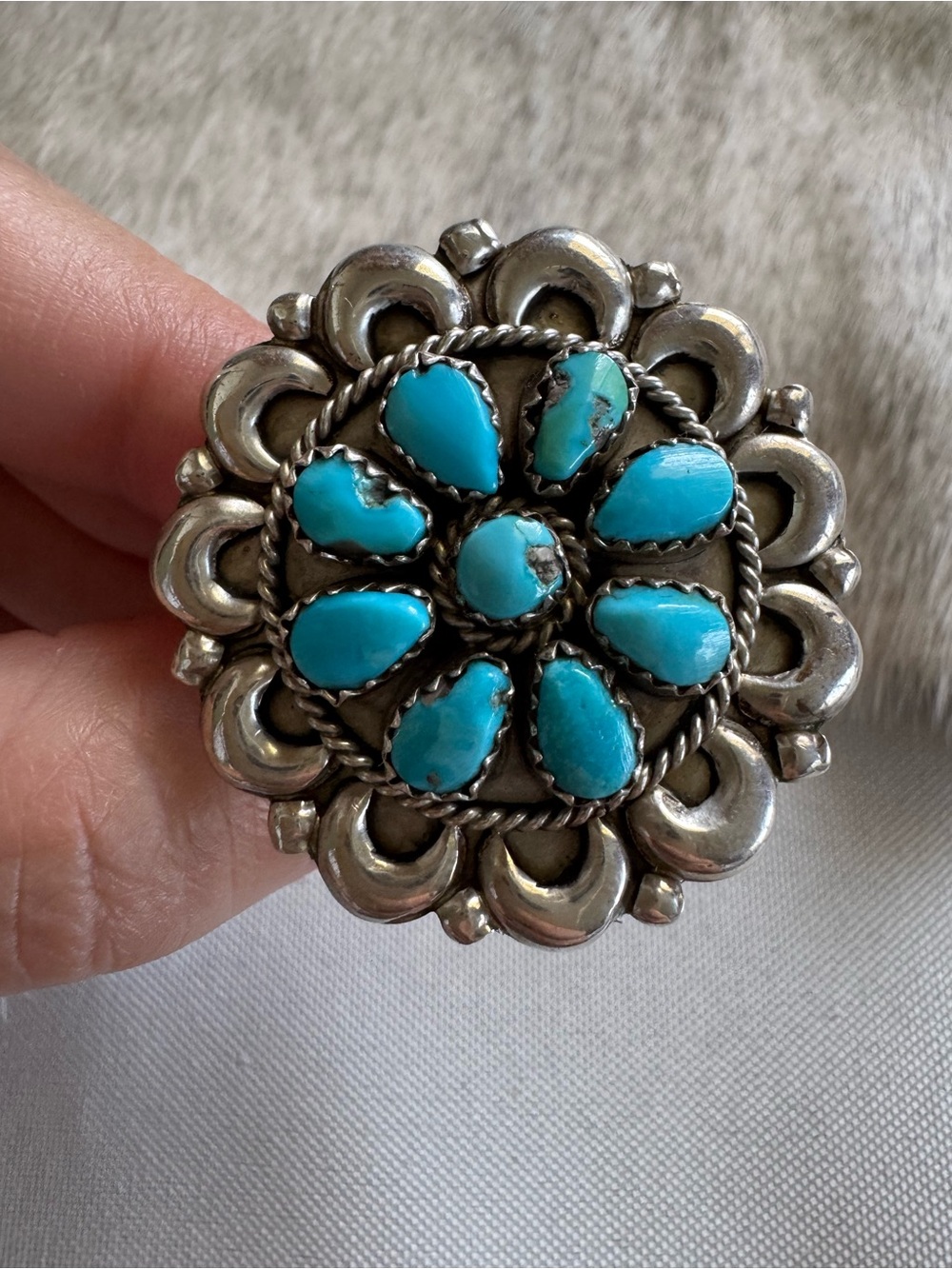Navajo Turquoise Cluster Statement Ring